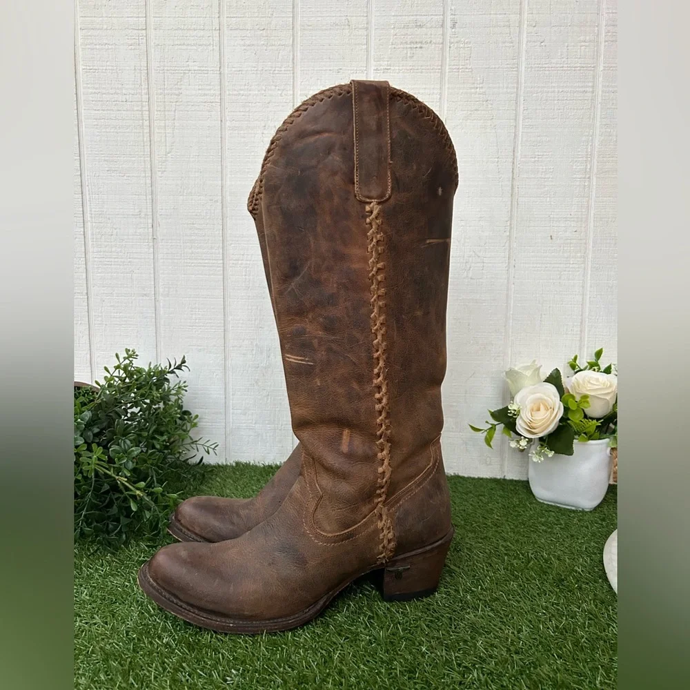 Classic Over-the-Knee Leather Boots in Brown